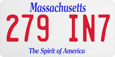MA license plate 279IN7