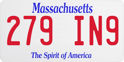 MA license plate 279IN9
