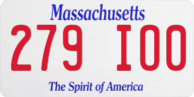MA license plate 279IO0