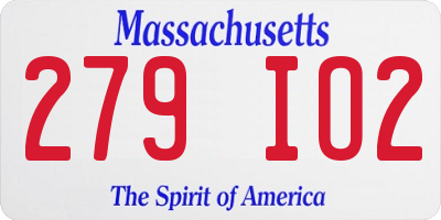 MA license plate 279IO2