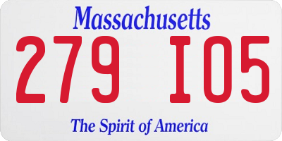 MA license plate 279IO5