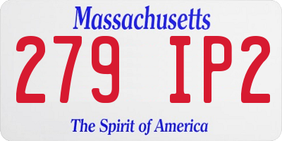 MA license plate 279IP2