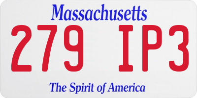 MA license plate 279IP3