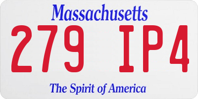 MA license plate 279IP4