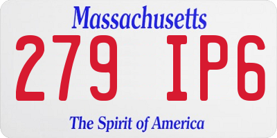 MA license plate 279IP6