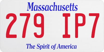MA license plate 279IP7