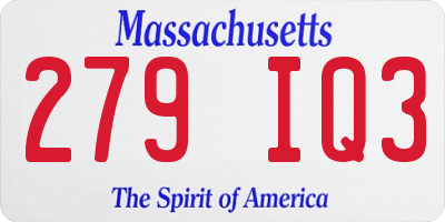 MA license plate 279IQ3