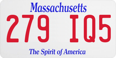 MA license plate 279IQ5