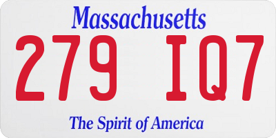 MA license plate 279IQ7