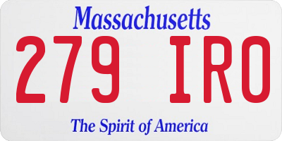 MA license plate 279IR0