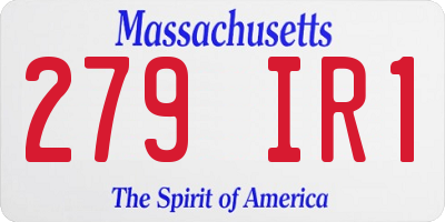 MA license plate 279IR1