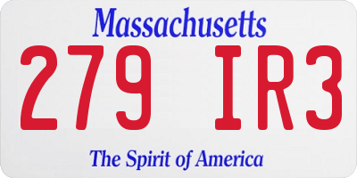 MA license plate 279IR3