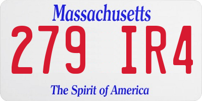 MA license plate 279IR4
