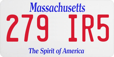 MA license plate 279IR5