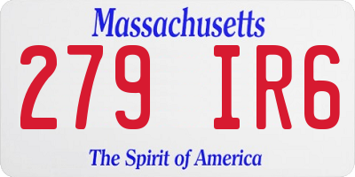 MA license plate 279IR6
