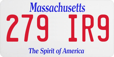 MA license plate 279IR9