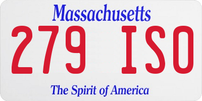MA license plate 279IS0