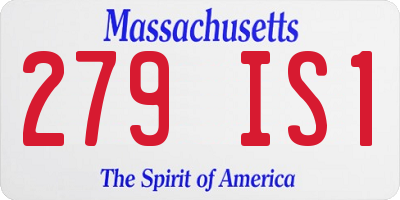 MA license plate 279IS1