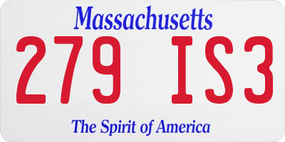 MA license plate 279IS3