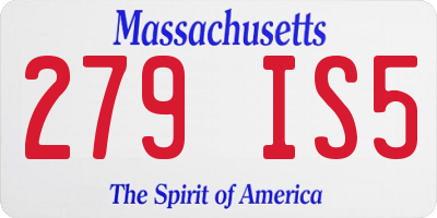 MA license plate 279IS5