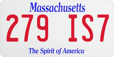 MA license plate 279IS7