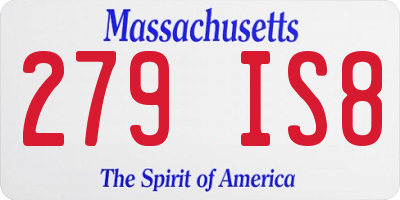 MA license plate 279IS8