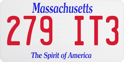 MA license plate 279IT3