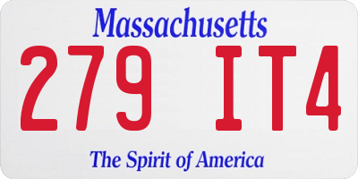 MA license plate 279IT4