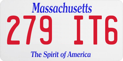 MA license plate 279IT6