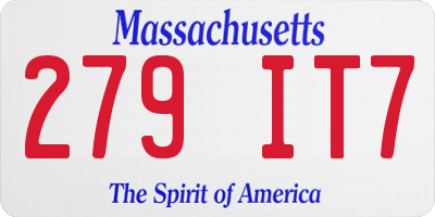 MA license plate 279IT7