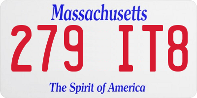 MA license plate 279IT8
