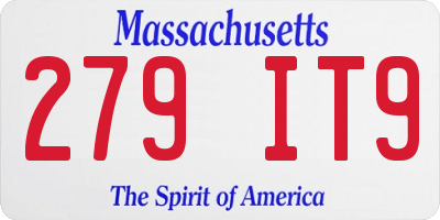 MA license plate 279IT9