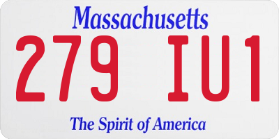 MA license plate 279IU1