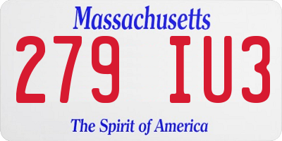 MA license plate 279IU3