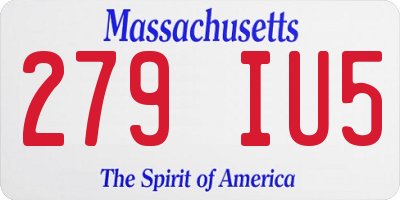 MA license plate 279IU5