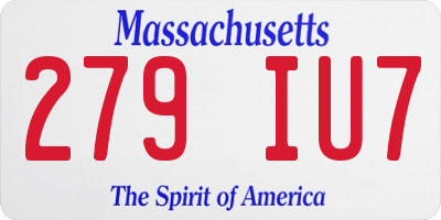 MA license plate 279IU7