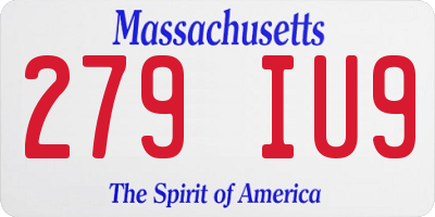 MA license plate 279IU9