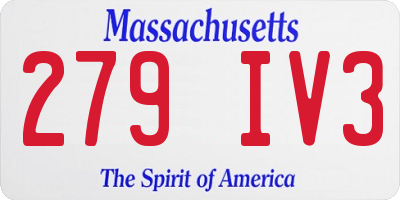 MA license plate 279IV3