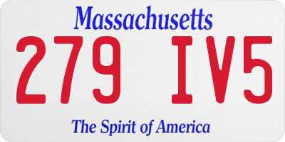 MA license plate 279IV5