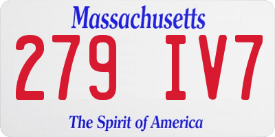 MA license plate 279IV7