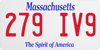 MA license plate 279IV9
