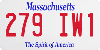 MA license plate 279IW1
