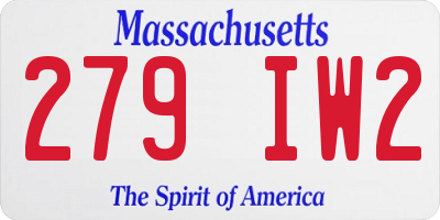 MA license plate 279IW2