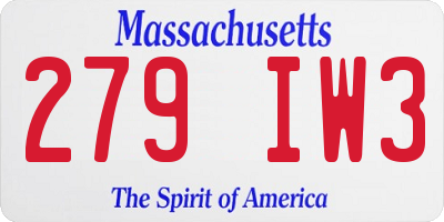 MA license plate 279IW3