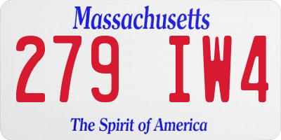 MA license plate 279IW4