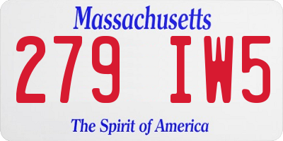 MA license plate 279IW5