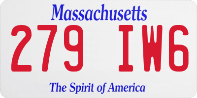 MA license plate 279IW6