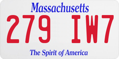 MA license plate 279IW7