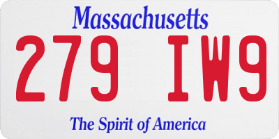MA license plate 279IW9