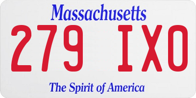 MA license plate 279IX0